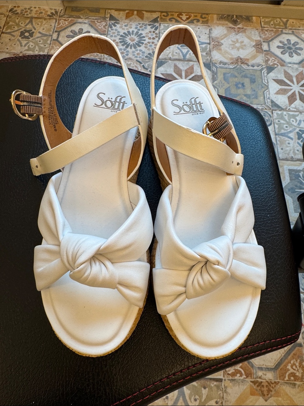Söfft White Knotted Slingback Sandals